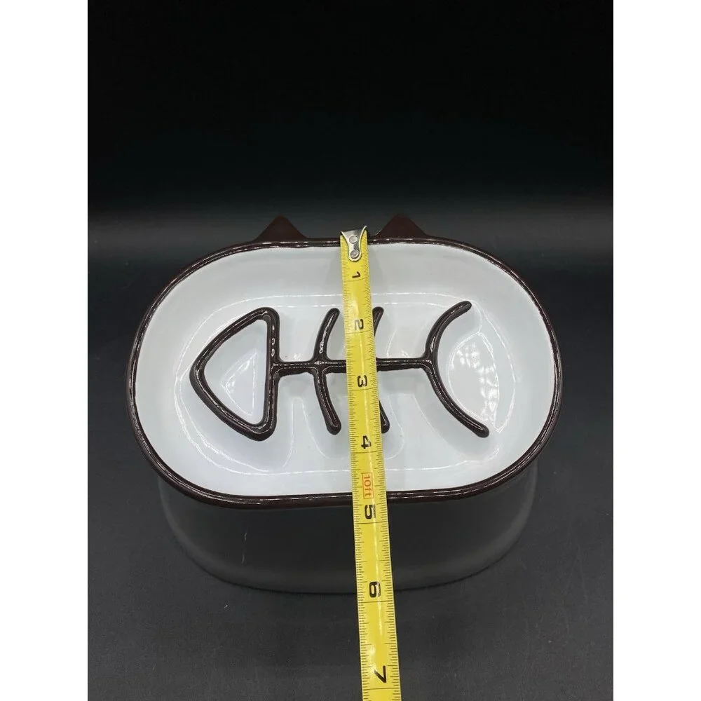 YHY Slow Feeder Cat Food Bowl Elevated Tilted Fish Bone Design Wet Dry